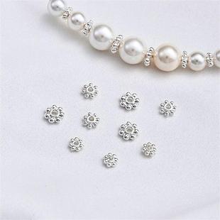 925纯银雪花隔珠珍珠项链散珠花托垫片手链串珠半成品材料DIY配件