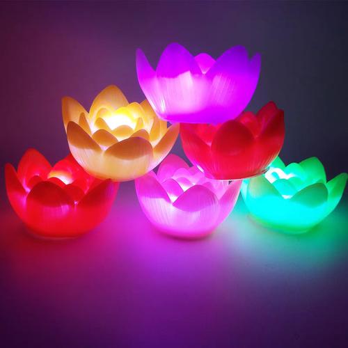 七彩发光莲花灯led荷花小夜灯