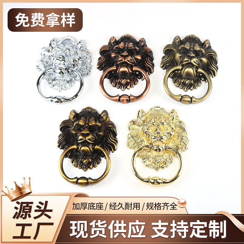 老式木门狮子头复古铜拉手兽头门环中式仿古大门拉手纯铜门把手环