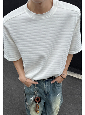 2025 夏季新款 外景黑墙大码美式简约短袖T恤M-5X HT25486-特P20