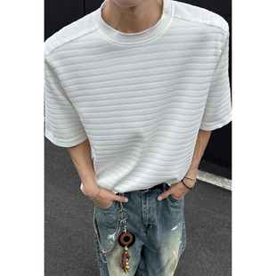 外景黑墙大码 美式 HT25486 夏季 特P20 新款 T恤M 2025 简约短袖