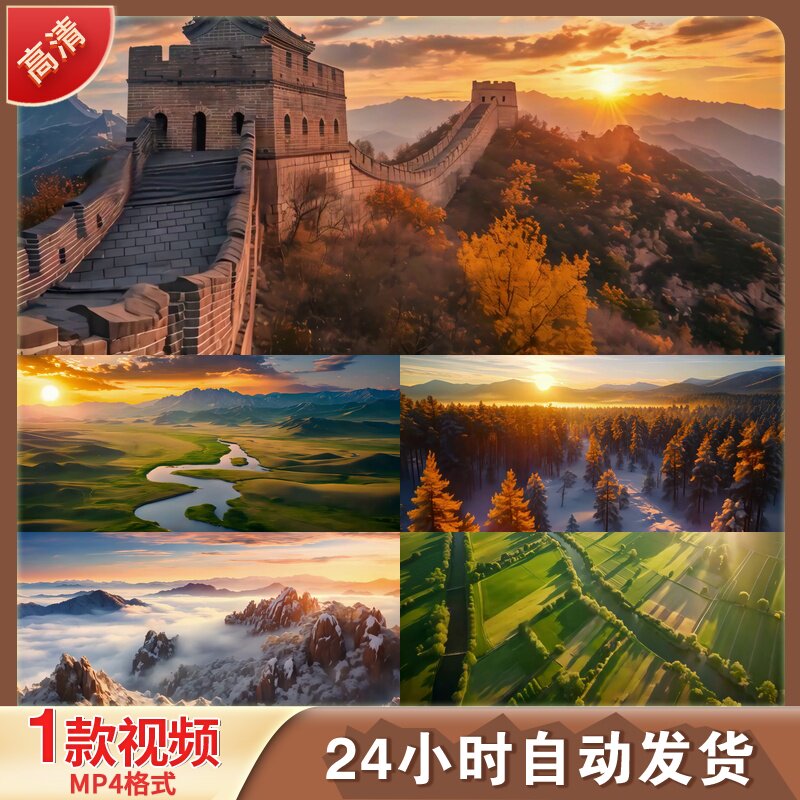 祖国大好河山自然风光航拍中国山脉河LED舞台背景视频剪辑素材