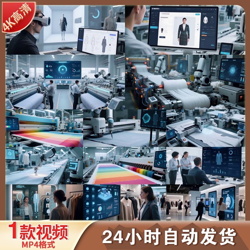 高清智能工厂自动化生产线服装制造数字化升级智能制造工视频素材
