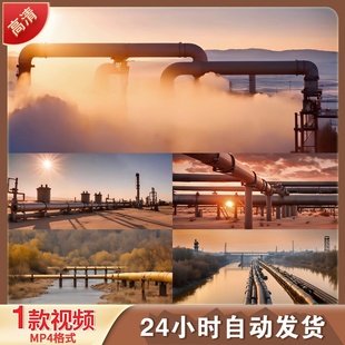 塔里木盆地沙漠天然气管道西气东输工程舞台剪辑4K高清视频素材