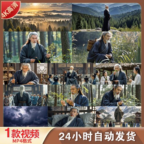 高清神农尝百草中医文化古代医学神话故事中药本草经视频素材