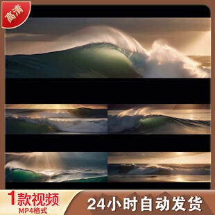 大海洋深水巨浪惊涛骇台登陆涨潮翻滚LED舞台背景视频剪辑素材