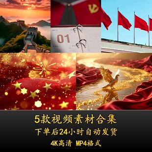 红色开幕式背景党政建视频素材合集LED舞台宣传片4K高清剪辑素材
