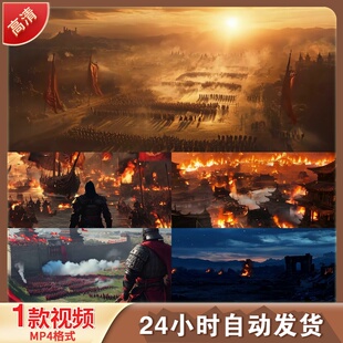 中国古代战场千军万马攻城战船金戈铁LED舞台背景视频剪辑素材