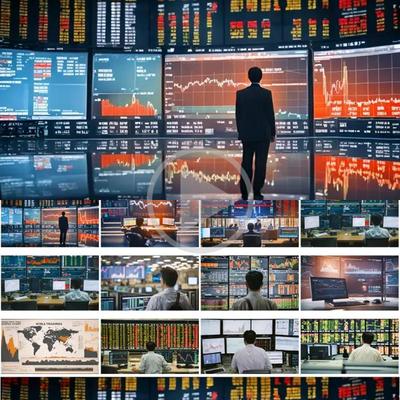 金融证券交易K线图成功人士签约合作LED舞台背景视频剪辑素材