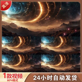 6K宽屏星空云系宇宙抽象艺术风景特LED舞台背景视频剪辑素材