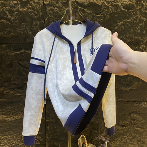 2026秋冬新款欧货潮牌男装时尚连帽个性刺绣卫衣男士休闲百搭外套