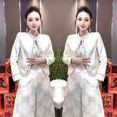 套装 春季 国风盘扣上衣阔腿裤 气质减龄高级感百搭显瘦新中式 女 新款