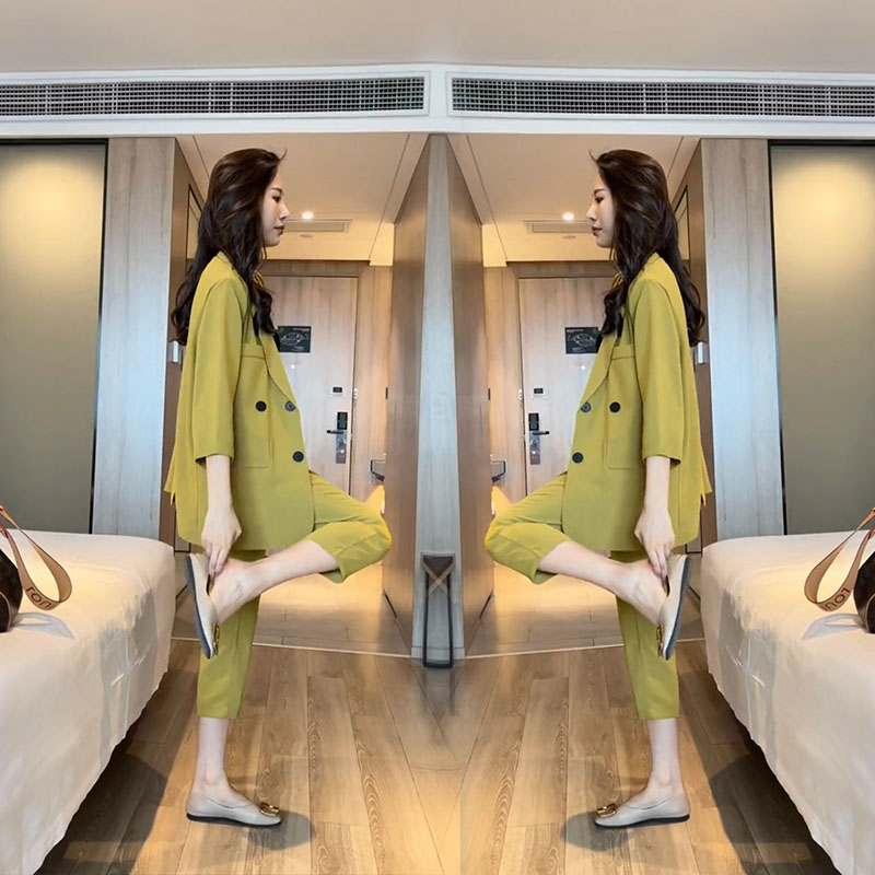 开叉宽松西服垂感职业西装裤