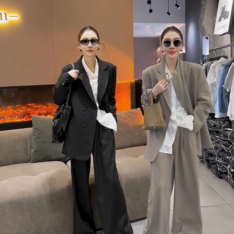 春季穿搭一整套法式高级感气质休闲宽松显瘦西装外套阔腿裤两件套,女装/女士精品,礼服/晚装,淘宝优惠券,粉丝福利购,淘宝优惠卷