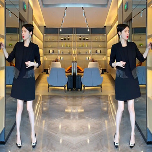 小个子御姐风时尚 砍袖 套装 流苏小西装 连衣裙m 2023秋长袖 网红爆款