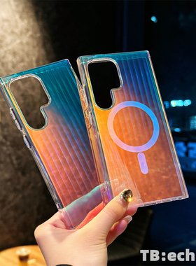 适用于三星S25Ultra手机壳 彩镀镭射 行李箱 硬底 磁吸圈 S24Plus S24Ultra S23 S22 气囊 防摔 全包 保护套