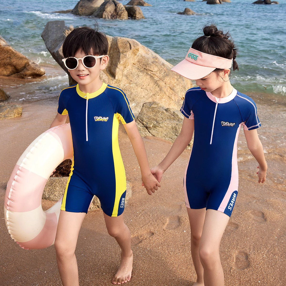 法国BERYDIA儿童泳衣男童连体泳衣2026新款学生专业速干游泳衣