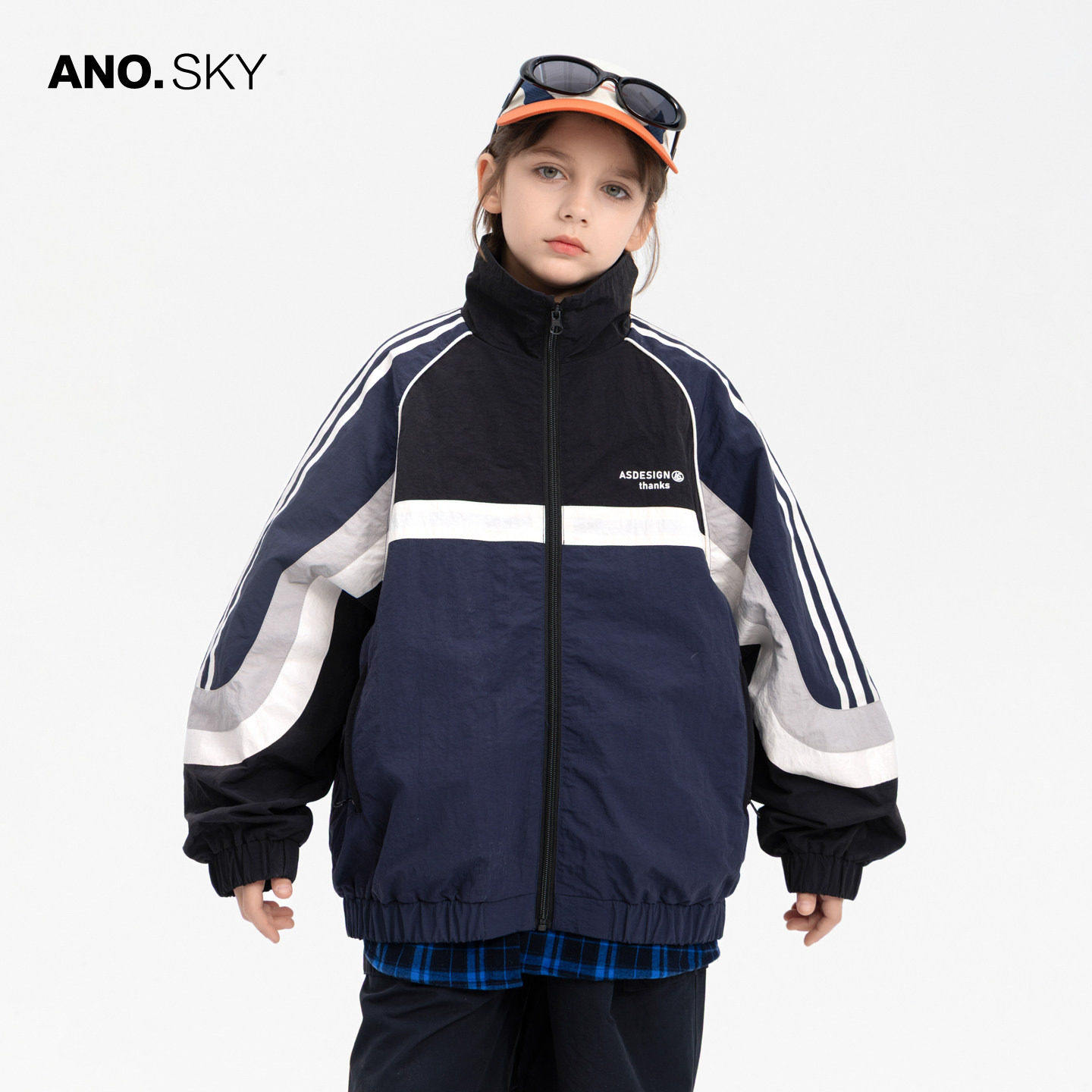 anothersky 男童春秋美式撞色外套2026新款儿童春装运动防风夹克