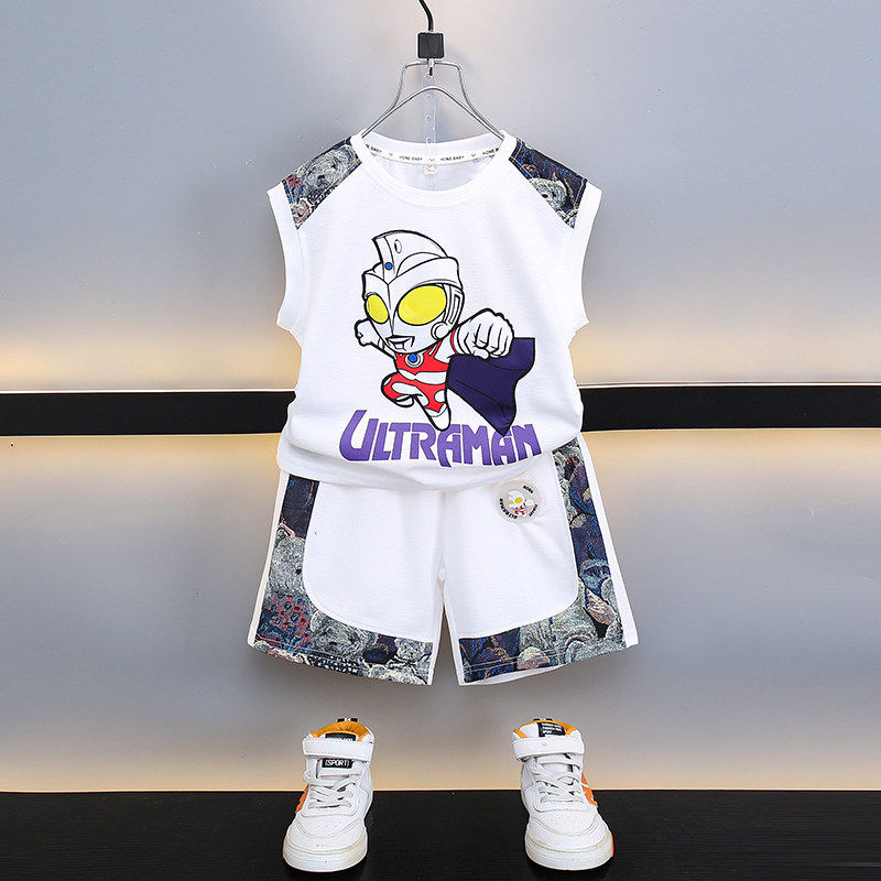 奥特曼衣服男童夏装套装2026新款儿童夏季背心两件套宝宝运动衣服