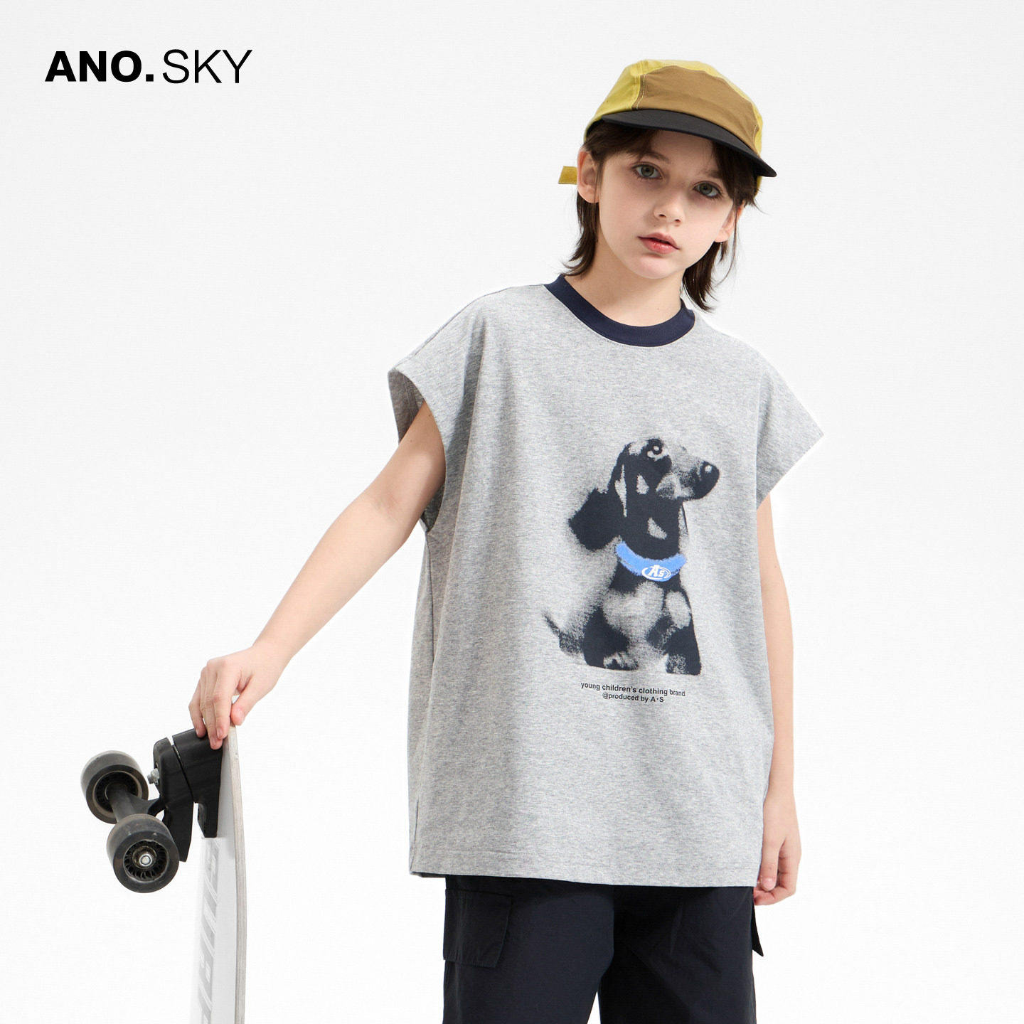 anothersky 男童夏季冰感运动无袖背心T恤2026新款儿童套装坎肩上