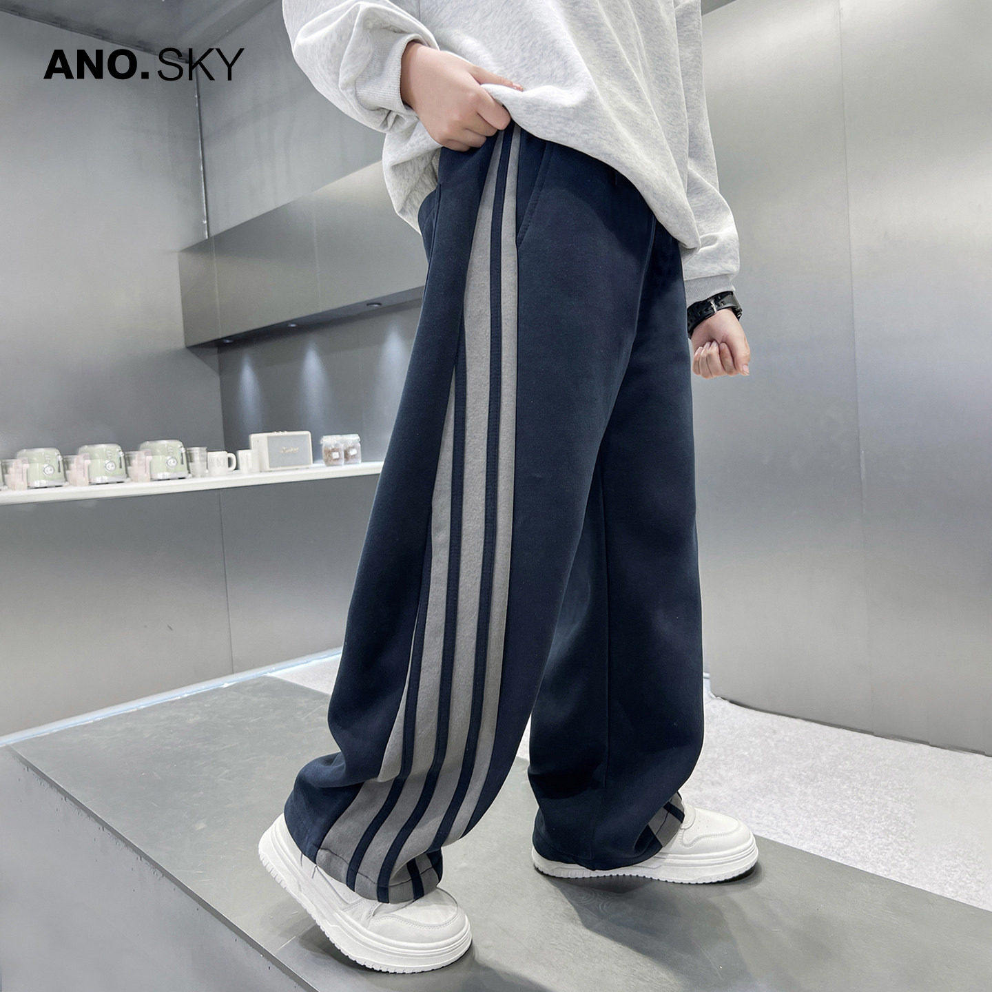 anothersky 男童春秋宽松直筒运动卫裤2026新款儿童春装休闲裤子