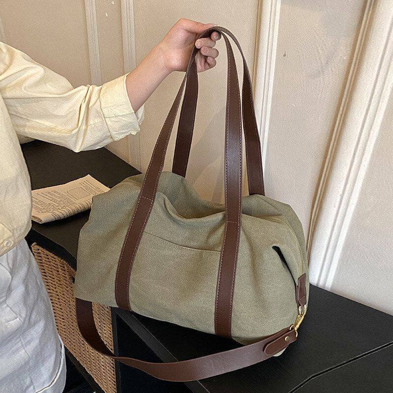 新款帆布包2026手提包松弛单肩斜挎包休闲通勤感托特大容量女士包