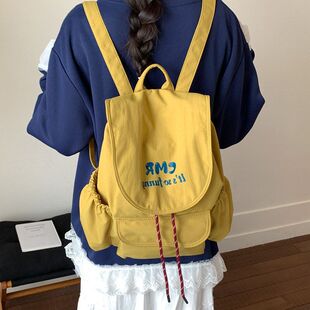 帆布书包百搭大学生双肩包轻便后背女式2026新款旅行包包百搭通勤