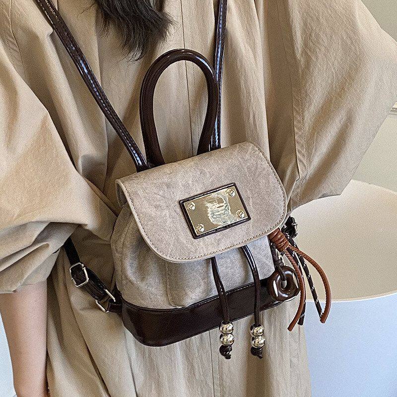 超火新款小精致撞色秋冬季女式迷你包双肩包书包后背通勤百搭2026