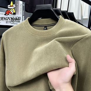 圆领宽松套头打底衫 加绒加厚卫衣长袖 稻草人男士 正品
