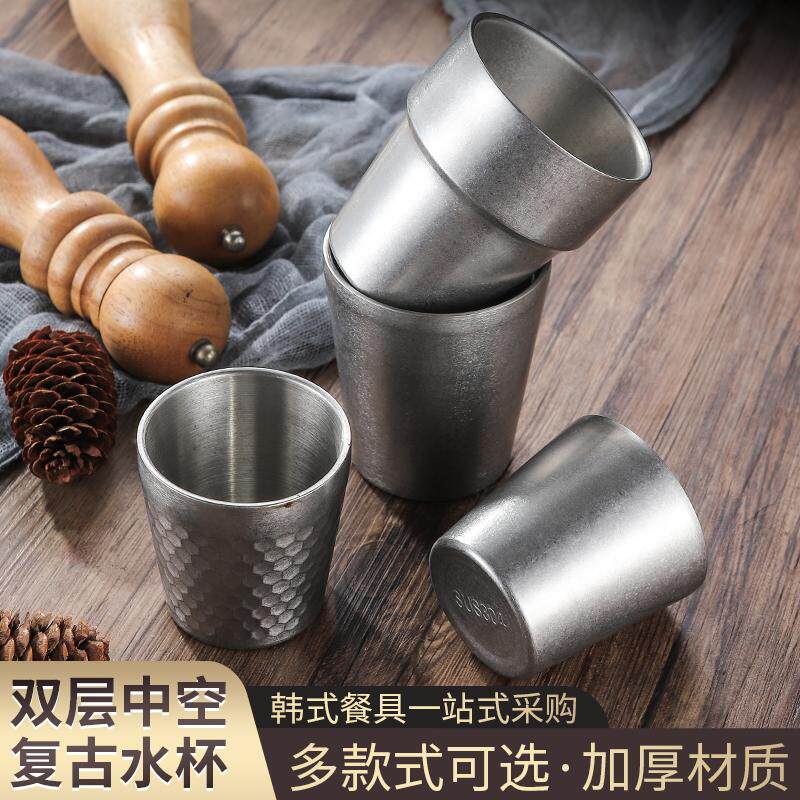 复古日式手工锤纹双层隔热杯