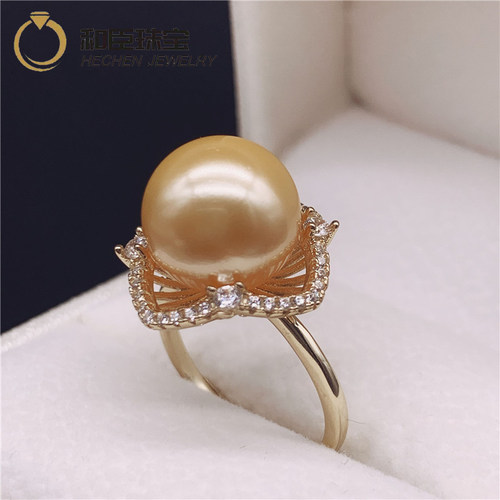 天然海水正圆无暇强光南洋金珠