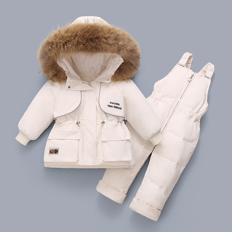 儿童羽绒服男童冬季加厚保暖女童外套宝宝冬装连帽衣服背带裤外套