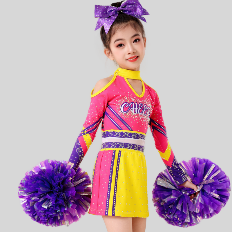 儿童啦啦操演出服长袖女童拉拉队比赛服中小学生运动会团体操服装