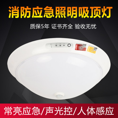 消防应急吸顶灯声控人体感应灯