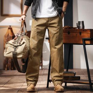 格蓝鹿美式复古重磅工装裤男秋冬季潮牌宽松休闲裤百搭直筒裤子男