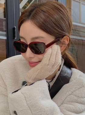 韩系酒红色墨镜大脸大框显瘦近视