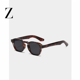 日系小众玳瑁框茶色墨镜男款时尚复古百搭装饰小圆框近视太阳镜女