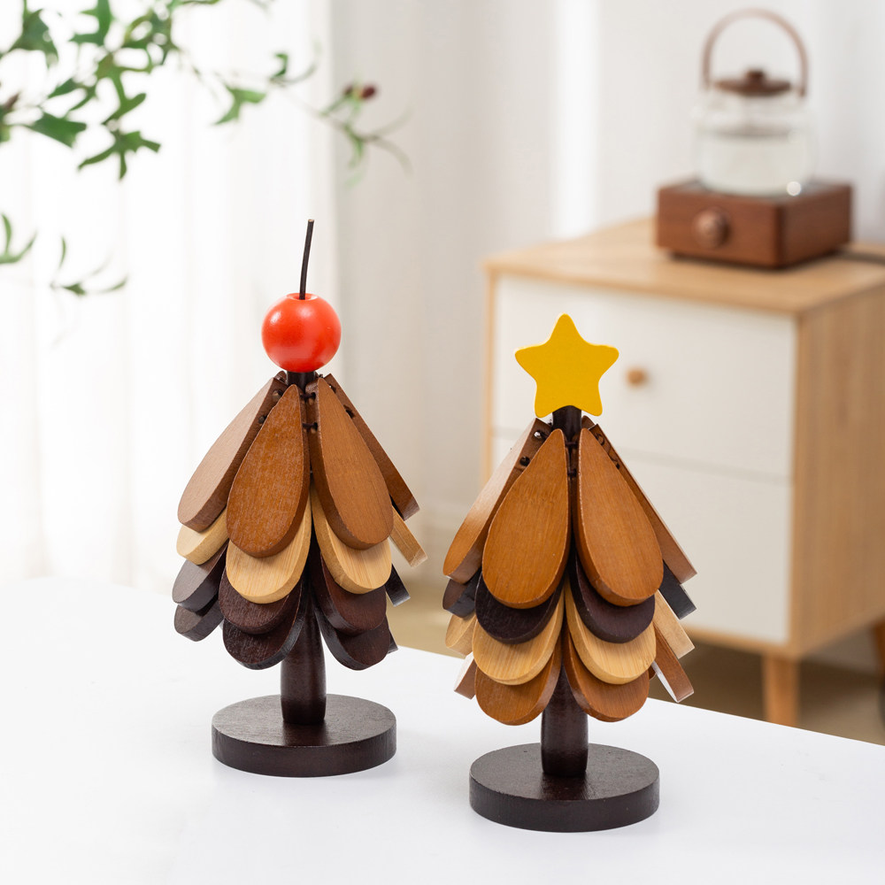 圣诞树实木防烫餐垫创意个性