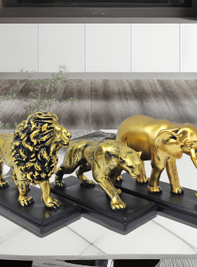 招财狮子豹子象树脂摆件乔迁礼物