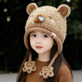 卡皮巴拉儿童帽子毛绒护耳女孩冬季 保暖可爱2025新款 女童防风帽子