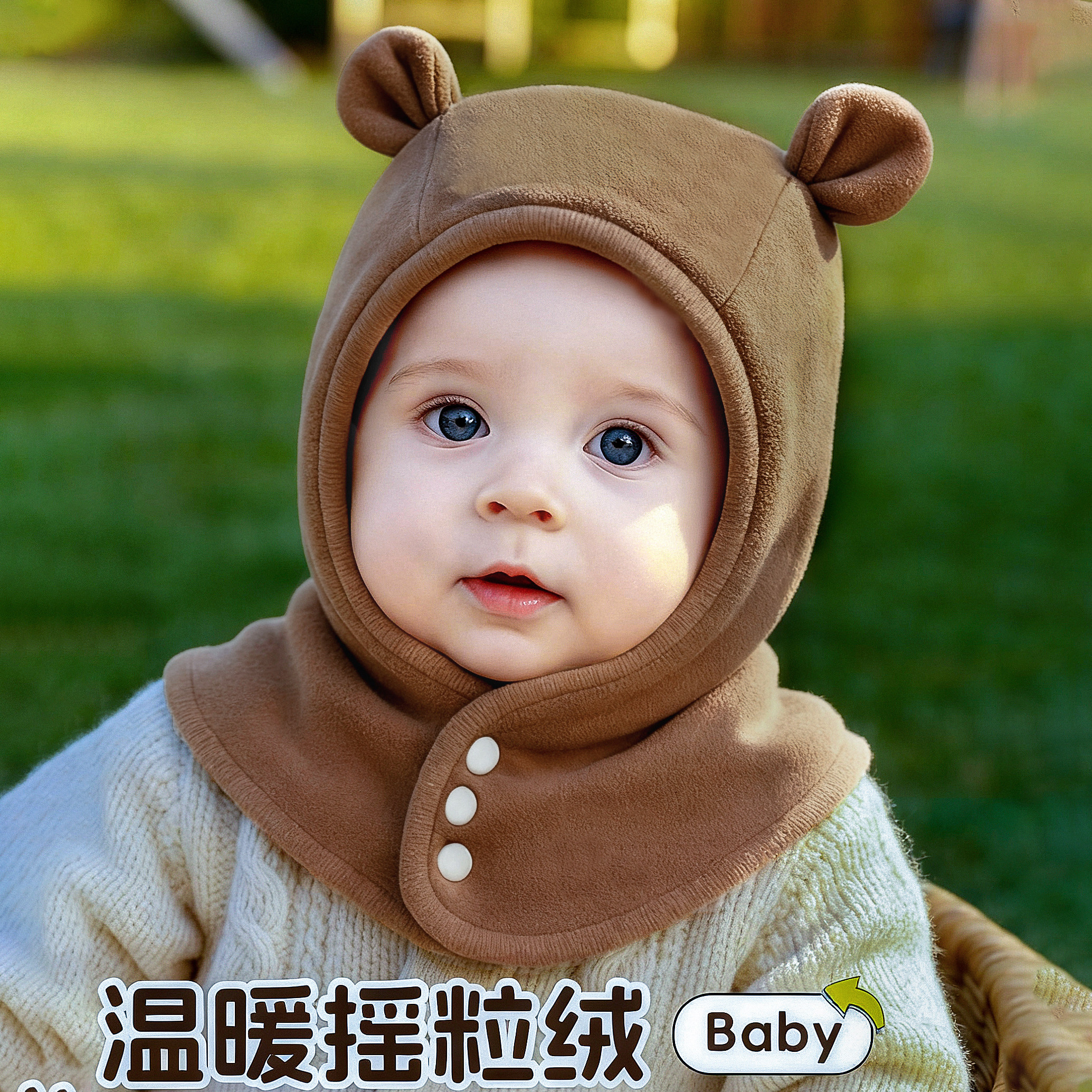 帽子秋冬季男宝宝围脖一体