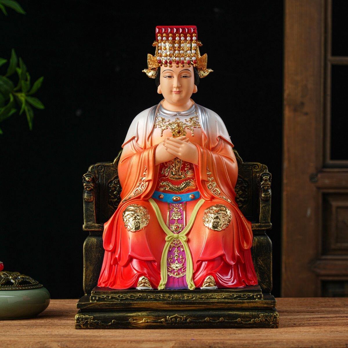 泰山奶奶碧霞元君泰山圣母家用供奉树脂彩绘泰山娘娘神像摆件泰山