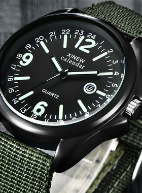XINEW品牌男士手表初中高中学生日历石英表ins时尚尼龙表带腕表男
