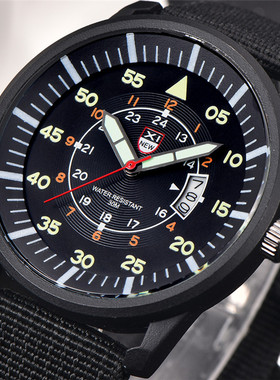 XINEW品牌男士手表初中高中学生校园日历石英表时尚尼龙表带腕表