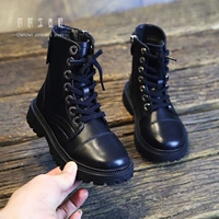Martens, осенние черные детские короткие сапоги в английском стиле для мальчиков, ботинки, 2022 года, из натуральной кожи, в британском стиле