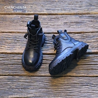 Martens, детские флисовые демисезонные короткие сапоги для мальчиков, ботинки, коллекция 2022, из натуральной кожи