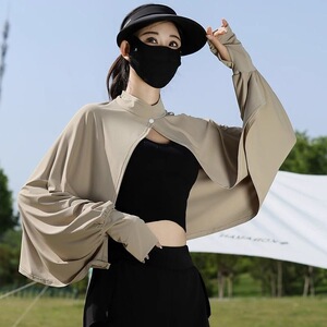 2026夏季冰丝斗篷式防晒衣女 其色立领骑车防紫外线透气防晒披肩