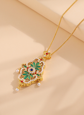 复古彩色经典花朵百搭项链