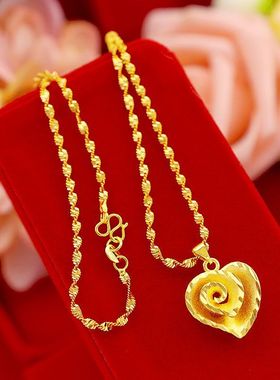 新款越南沙新金2项链女锁骨链爱吊坠久不掉色镀金
