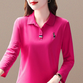 韩版 宽松休闲女装 运动翻领polo衫 长袖 打底衫 新款 女长袖 T恤女秋季
